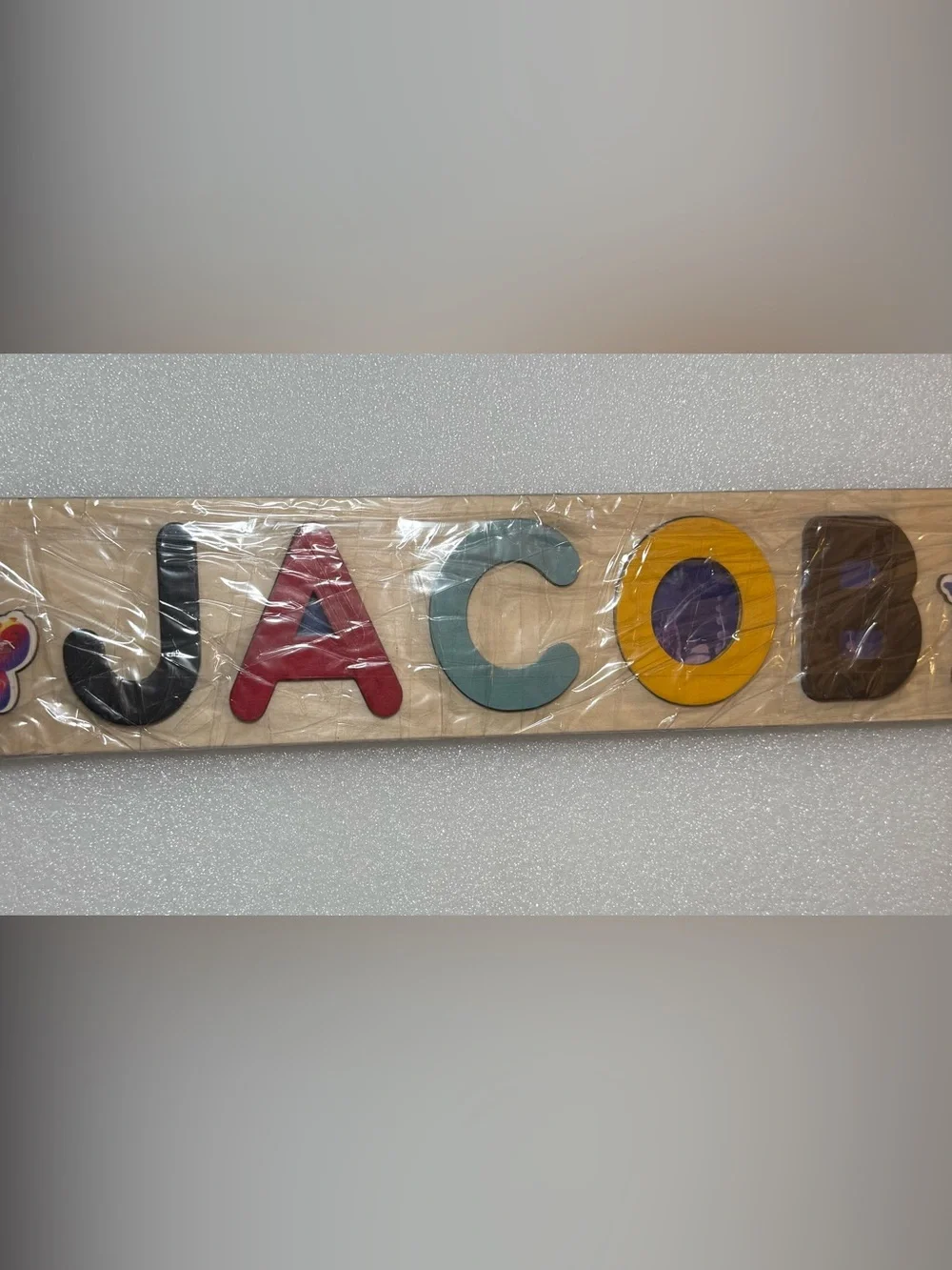 Personalized Double sided Wooden Name Puzzle "JACOB" - Engraved Back Ocean Theme - Picture 3 of 6
